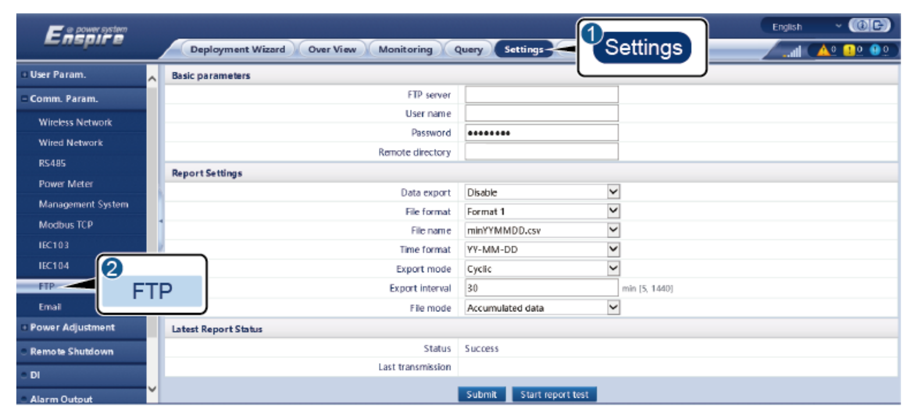 Set up FTP push Huawei SmartLogger